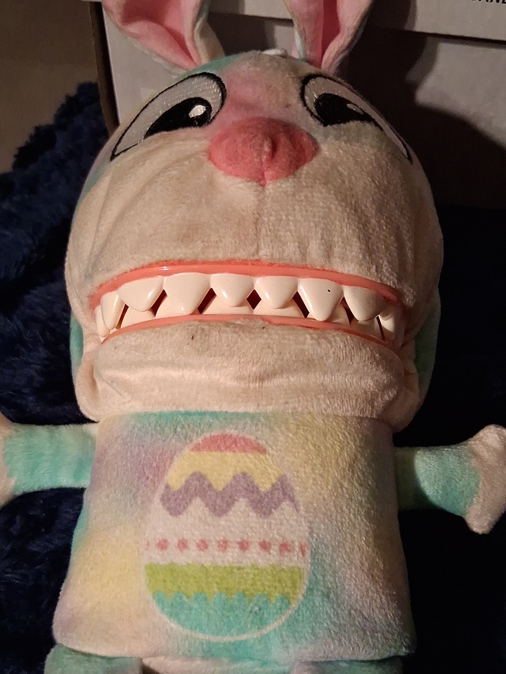 Plush Bunny Tooth Care Toy in Pastel Multi-Color